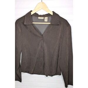 Analogy Womens Blazer Excellent Condition Medium Brown Button Office Career Wear